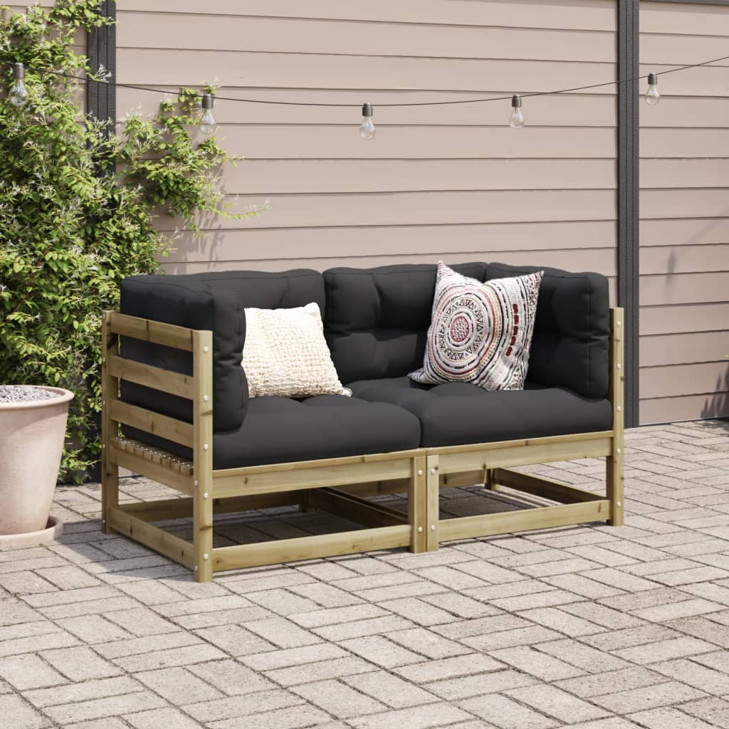 NNEVL 2 Piece Garden Sofa Set with Cushions Impregnated Wood Pine